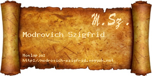 Modrovich Szigfrid névjegykártya
